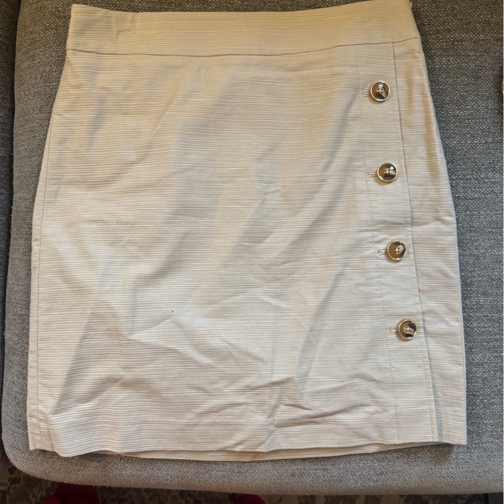 Elegant Cream Skirt with Button Detail